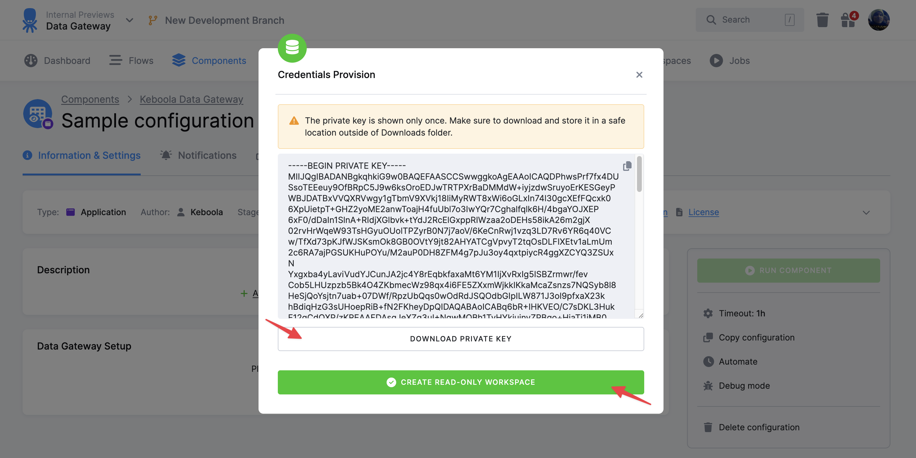 Screenshot - Create Read-Only Workspace
