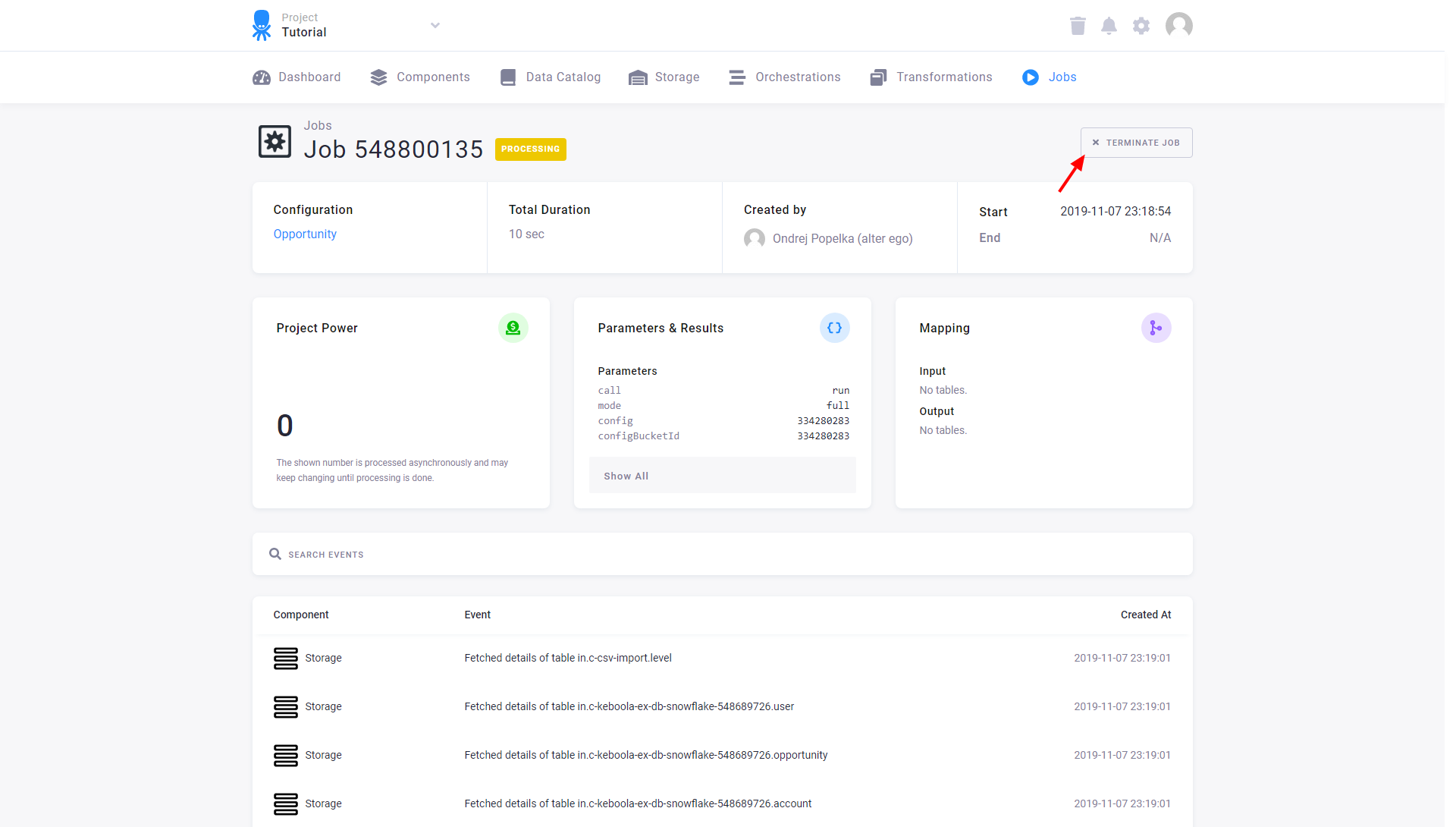 Screenshot - Terminate Job